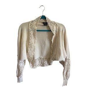 Vintage Crochet Ivory Shrug Cardigan